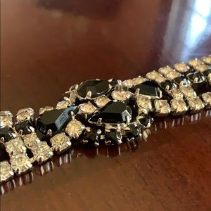 Black and clear rhinestone prong set bracelet